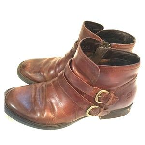 Born Brown Genuine Leather Booties